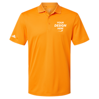 Adidas Men's Performance Piqué Polo, Bright Orange, Front view, Mockup