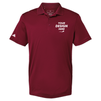 Adidas Men's Performance Piqué Polo, Collegiate Burgundy, Front view, Mockup