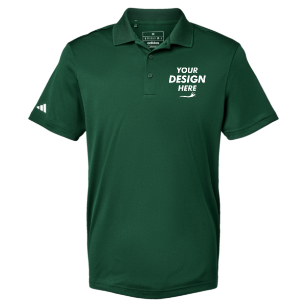 Adidas Men's Performance Piqué Polo, Collegiate Green, Front view, Mockup