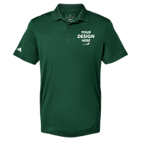 Adidas Men's Performance Piqué Polo, Collegiate Green, Front view, Mockup