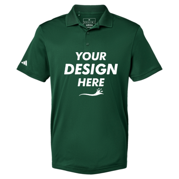 Adidas Men's Performance Piqué Polo, Collegiate Green, Front view, Mockup