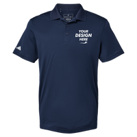 Adidas Men's Performance Piqué Polo, Collegiate Navy, Front view, Mockup