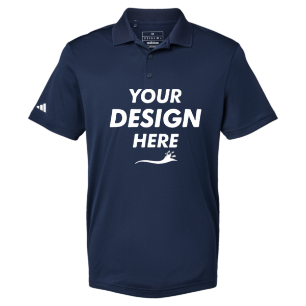 Adidas Men's Performance Piqué Polo, Collegiate Navy, Front view, Mockup