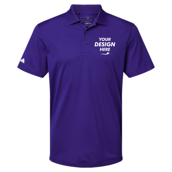 Adidas Men's Performance Piqué Polo, Collegiate Purple, Front view, Mockup