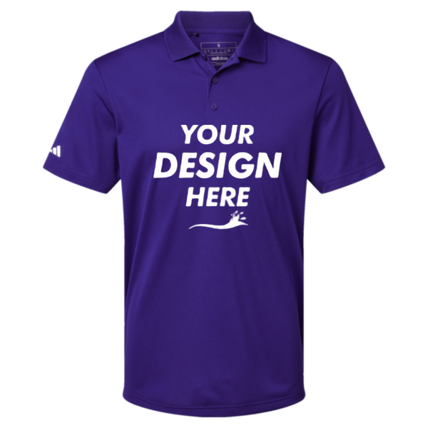 Adidas Men's Performance Piqué Polo, Collegiate Purple, Front view, Mockup