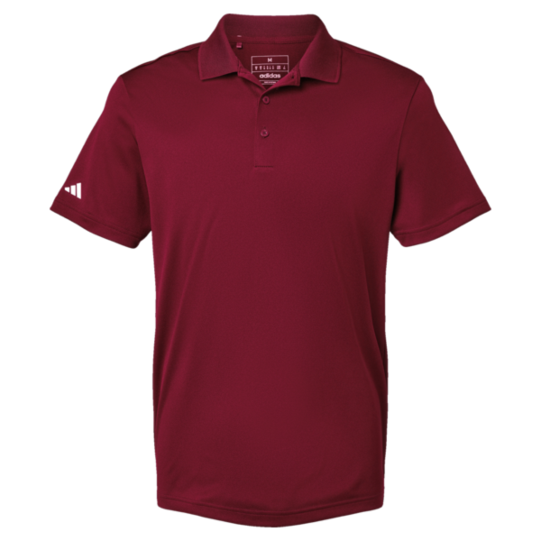 Adidas Men's Performance Piqué Polo, Collegiate Burgundy, Front view