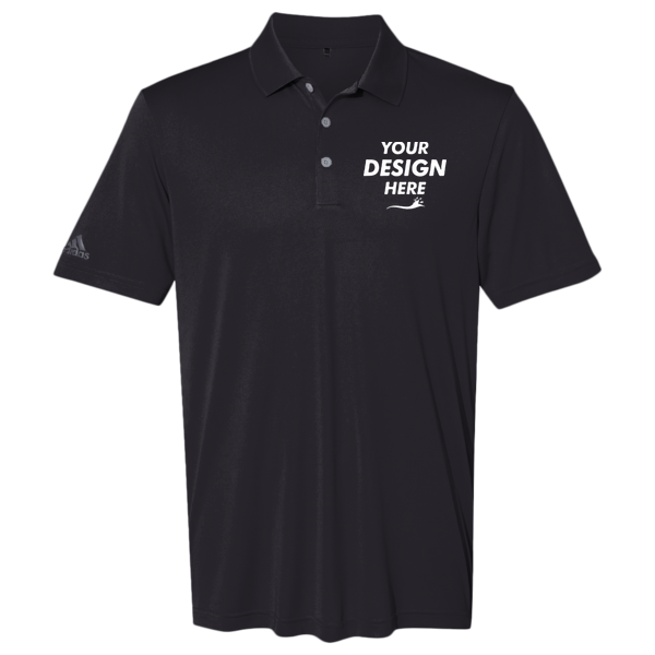 Adidas Men's Performance Polo, Black, Front view, Mockup