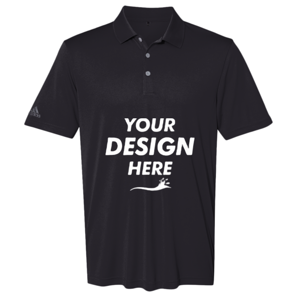 Adidas Men's Performance Polo, Black, Front view, Mockup
