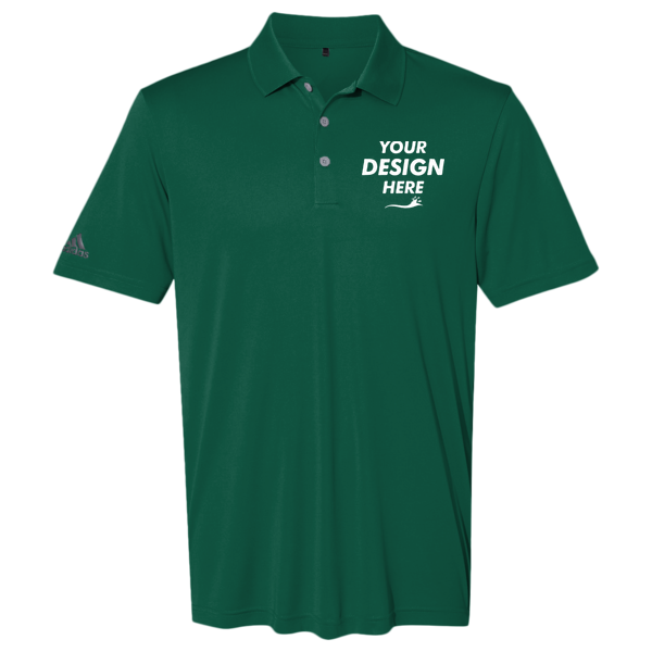 Adidas Men's Performance Polo, Collegiate Green, Front view, Mockup