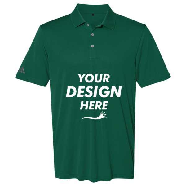 Adidas Men's Performance Polo, Collegiate Green, Front view, Mockup