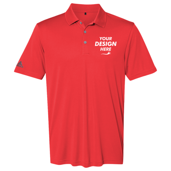 Adidas Men's Performance Polo, Collegiate Red, Front view, Mockup