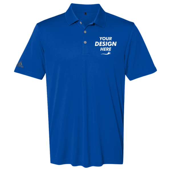Adidas Men's Performance Polo, Collegiate Royal, Front view, Mockup