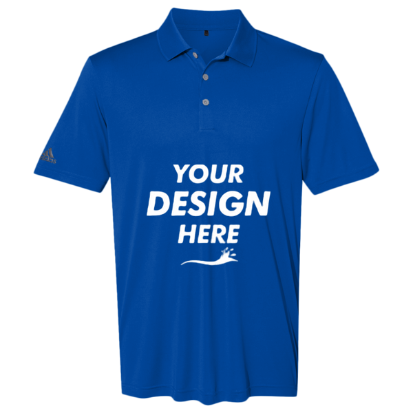 Adidas Men's Performance Polo, Collegiate Royal, Front view, Mockup