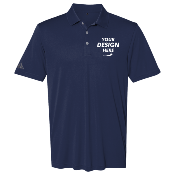 Adidas Men's Performance Polo, Navy, Front view, Mockup