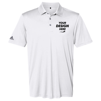 Adidas Men's Performance Polo, White, Front view, Mockup