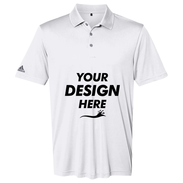 Adidas Men's Performance Polo, White, Front view, Mockup