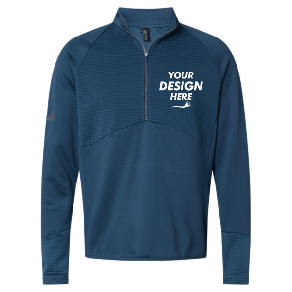 Adidas Men's Performance Quarter-Zip Pullover, Crew Navy, Front view, Mockup