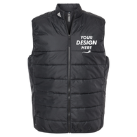 Adidas Men's Puffer Full-Zip Vest, Black, Front view, Mockup