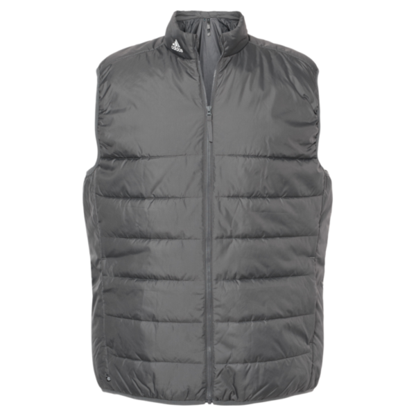 Adidas Men's Puffer Full-Zip Vest, Grey Five, Front view
