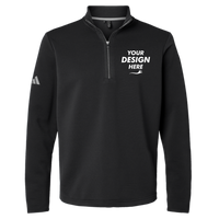 Adidas Men's Spacer Quarter-Zip Pullover, Black, Front view, Mockup
