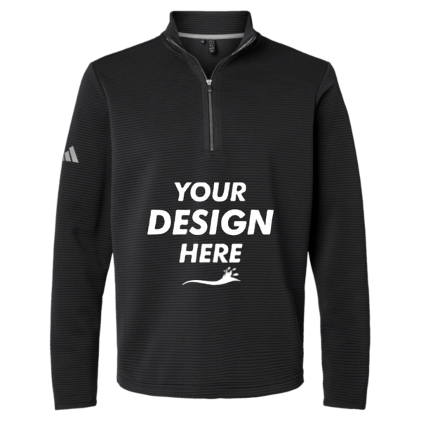 Adidas Men's Spacer Quarter-Zip Pullover, Black, Front view, Mockup