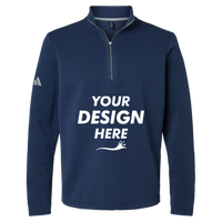 Adidas Men's Spacer Quarter-Zip Pullover, Collegiate Navy, Front view, Mockup