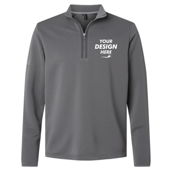 Adidas Men's Spacer Quarter-Zip Pullover, Grey Five, Front view, Mockup
