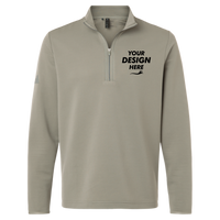 Adidas Men's Spacer Quarter-Zip Pullover, Silver Pebble, Front view, Mockup