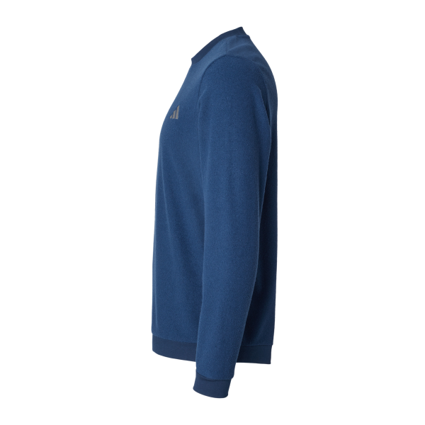 Adidas Men's Terry Loop Crewneck Sweatshirt, Collegiate Navy, Left Sleeve view