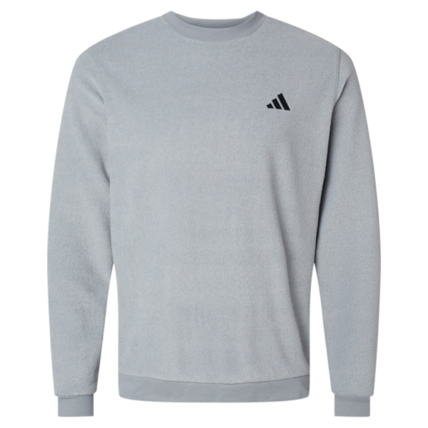 Adidas Men's Terry Loop Crewneck Sweatshirt, Grey Three, Front view