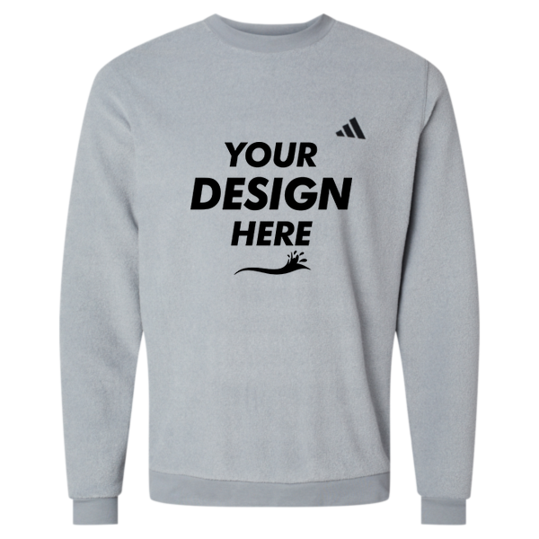 Adidas Men's Terry Loop Crewneck Sweatshirt, Grey Three, Front view, Mockup