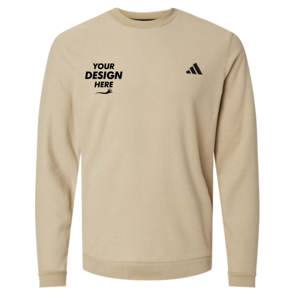Adidas Men's Terry Loop Crewneck Sweatshirt, Hemp, Front view, Mockup