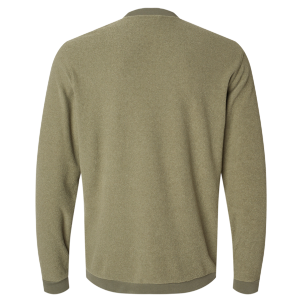 Adidas Men's Terry Loop Crewneck Sweatshirt, Olive Strata, Back view