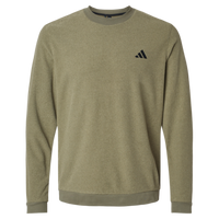 Adidas Men's Terry Loop Crewneck Sweatshirt, Olive Strata, Front view