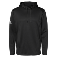 Adidas Men's Textured Mixed Media Midweight Hooded Sweatshirt, Black, Front view