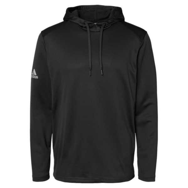 Adidas Men's Textured Mixed Media Midweight Hooded Sweatshirt, Black, Front view