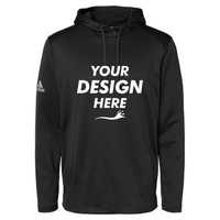 Adidas Men's Textured Mixed Media Midweight Hooded Sweatshirt, Black, Front view, Mockup