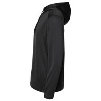 Adidas Men's Textured Mixed Media Midweight Hooded Sweatshirt, Black, Left Sleeve view