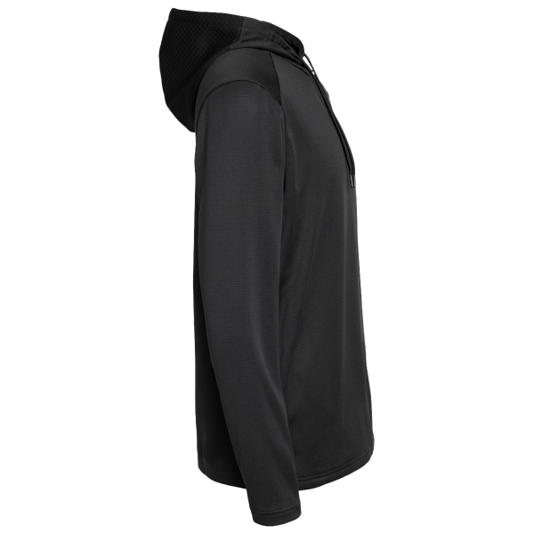 Adidas Men's Textured Mixed Media Midweight Hooded Sweatshirt, Black, Right Sleeve view