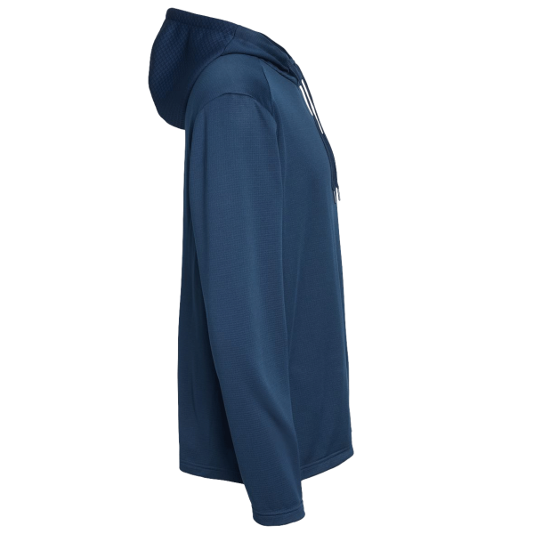 Adidas Men's Textured Mixed Media Midweight Hooded Sweatshirt, Collegiate Navy, Right Sleeve view
