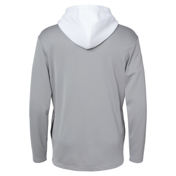 Adidas Men's Textured Mixed Media Midweight Hooded Sweatshirt, Grey Three, Back view