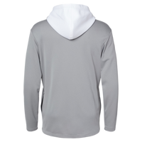 Adidas Men's Textured Mixed Media Midweight Hooded Sweatshirt, Grey Three, Back view