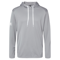 Adidas Men's Textured Mixed Media Midweight Hooded Sweatshirt, Grey Three, Front view