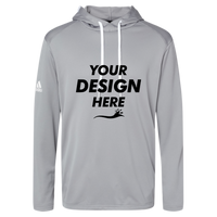 Adidas Men's Textured Mixed Media Midweight Hooded Sweatshirt, Grey Three, Front view, Mockup
