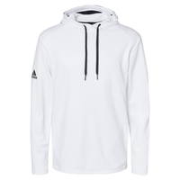 Adidas Men's Textured Mixed Media Midweight Hooded Sweatshirt, White, Front view