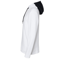 Adidas Men's Textured Mixed Media Midweight Hooded Sweatshirt, White, Left Sleeve view