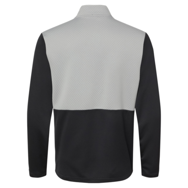 Adidas Men's Textured Mixed Media Quarter-Zip Pullover, Black / Grey Three, Back view