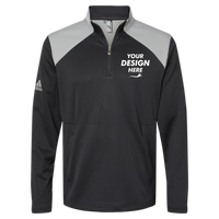 Adidas Men's Textured Mixed Media Quarter-Zip Pullover, Black / Grey Three, Front view, Mockup