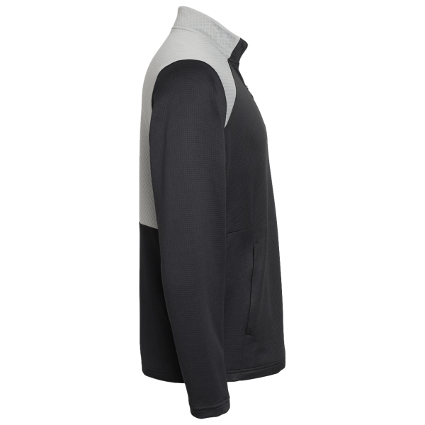 Adidas Men's Textured Mixed Media Quarter-Zip Pullover, Black / Grey Three, Right Sleeve view