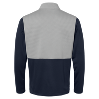 Adidas Men's Textured Mixed Media Quarter-Zip Pullover, Collegiate Navy / Grey Three, Back view
